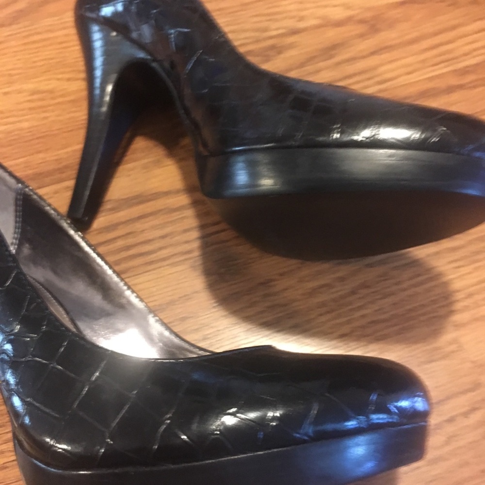 Black snake skin patent leather